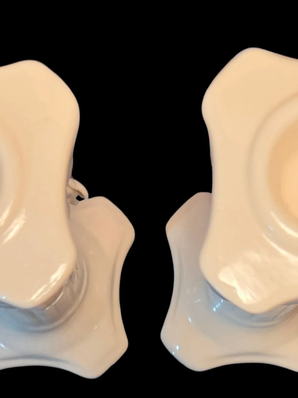 Cream Ceramic Rose Taper Candle Holders - Pair ♡